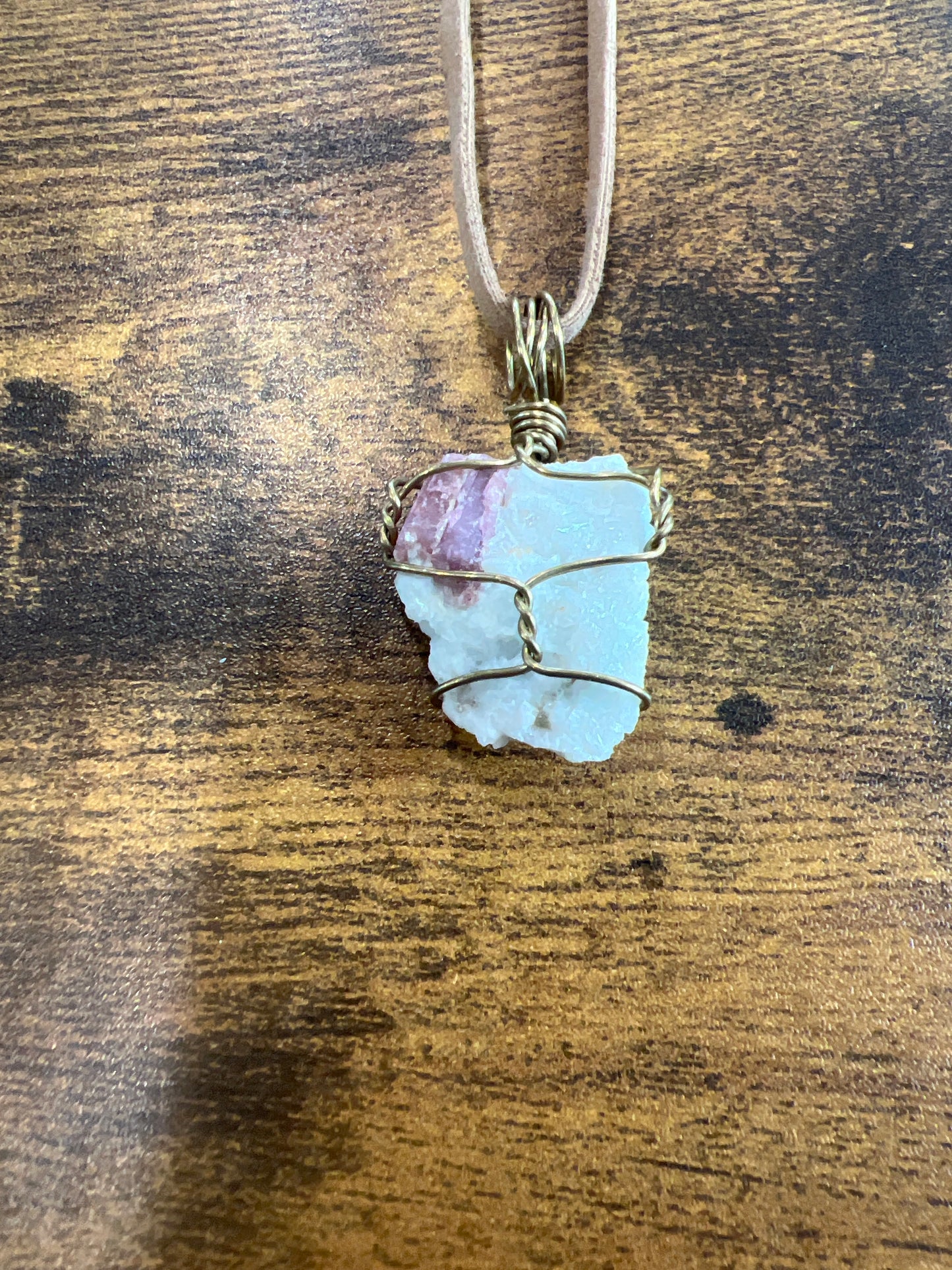 V-07. Pink Tourmaline necklace on leather