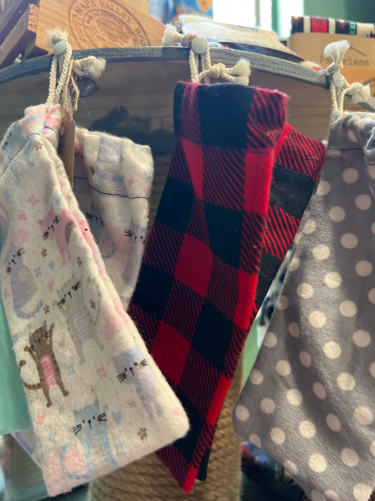 V-05. Handmade Flannel Eyeglass Drawstring Bag