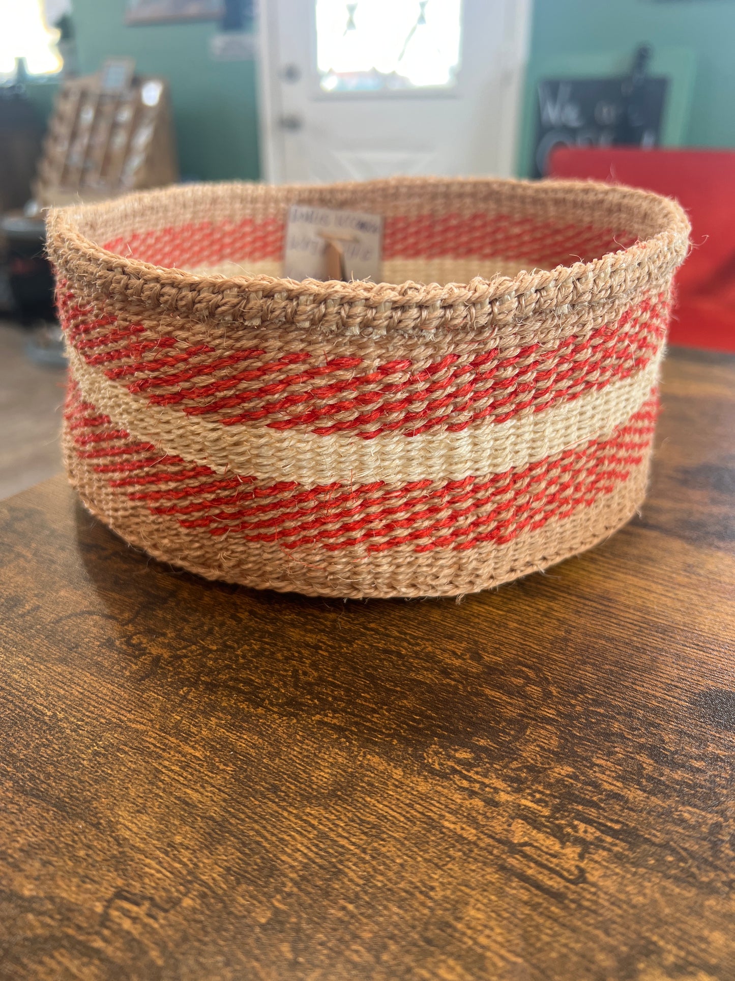 Sisal Tray Basket (small) 8”x3” Orange