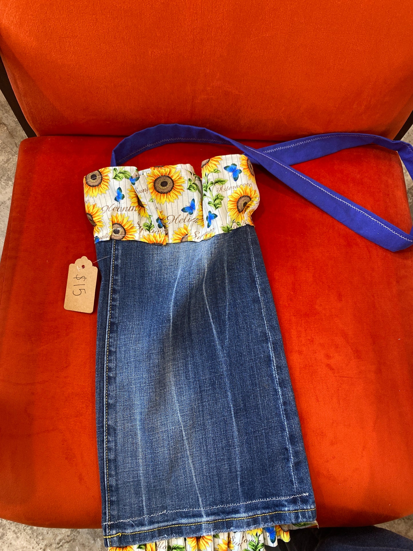 Jean Bag with Sunflowers
