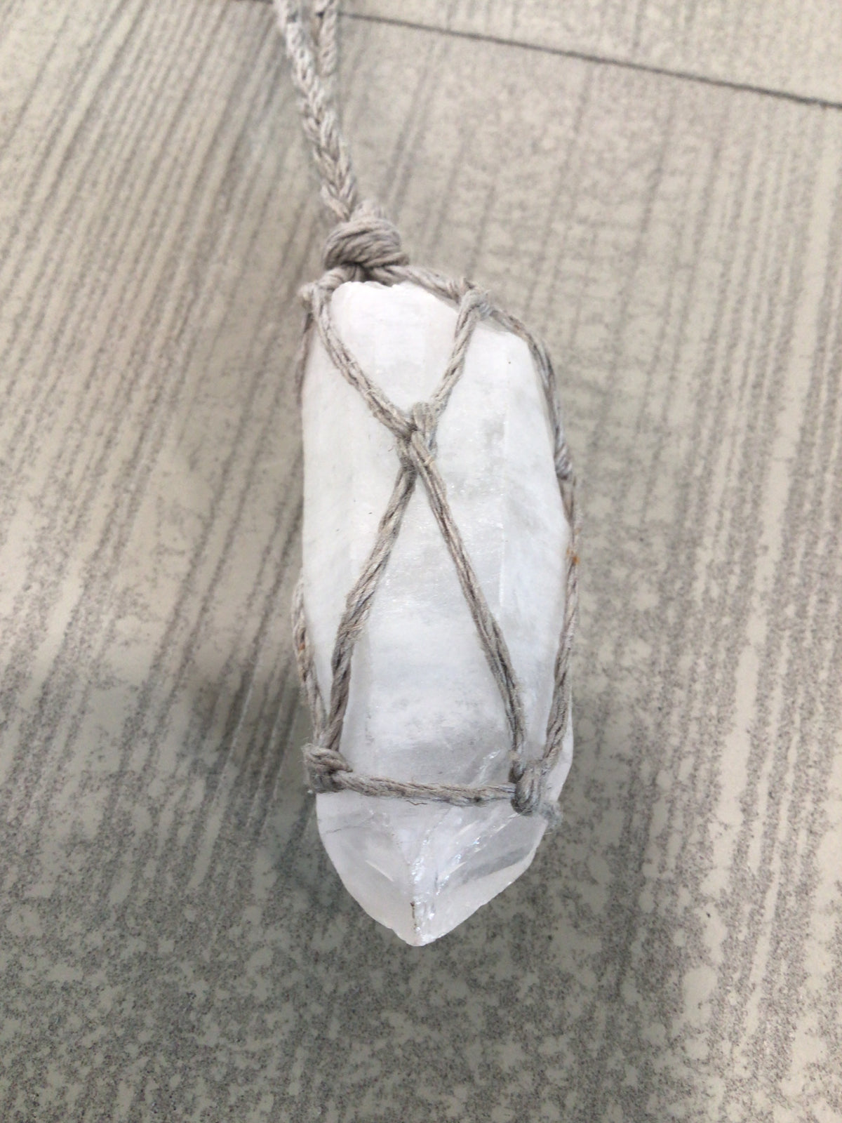 Quartz with gray rope necklace (Local Vendor V-07)