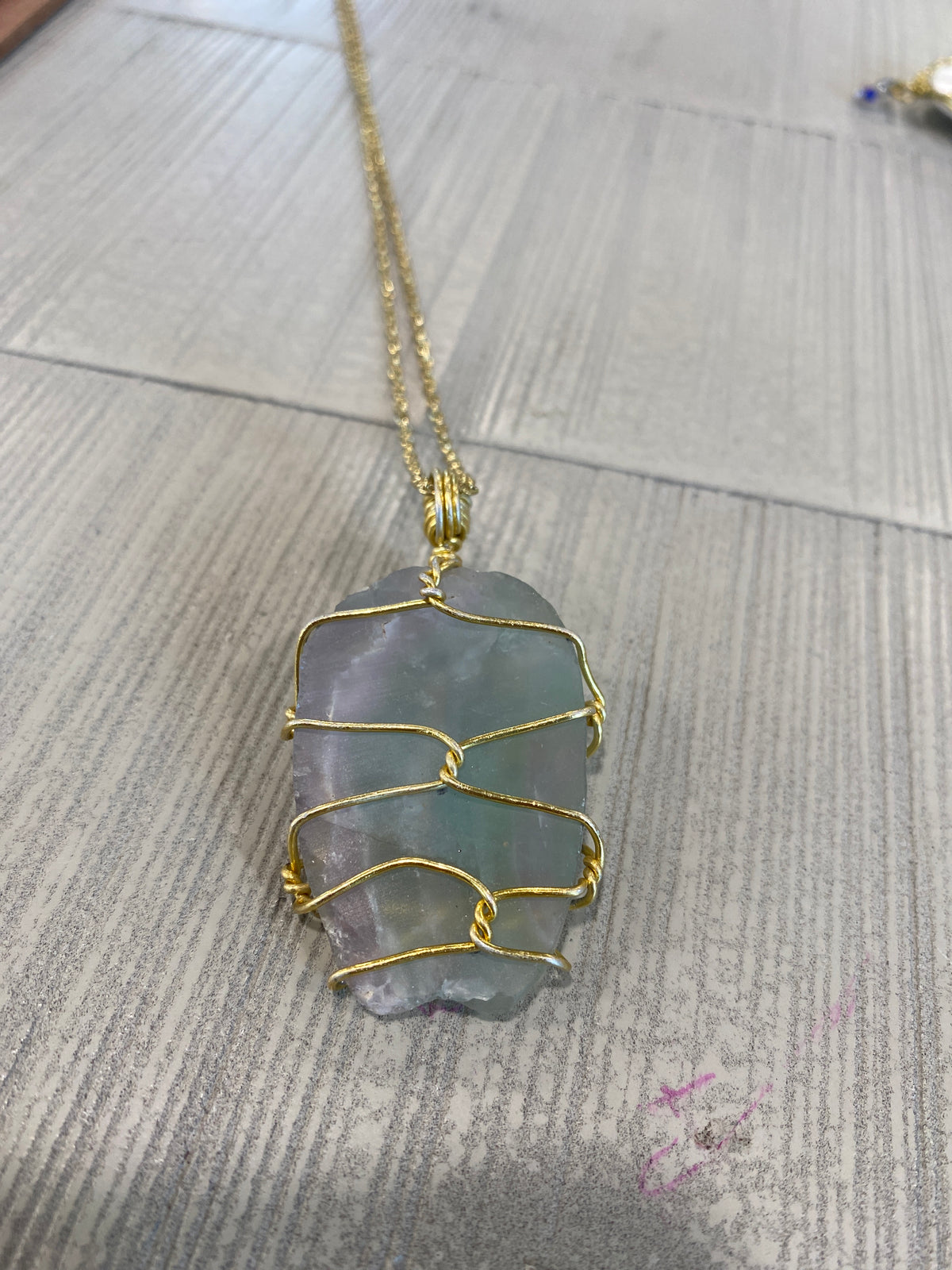 Rainbow Fluorite Necklace w/ Gold Chain (Local Vendor V-07)