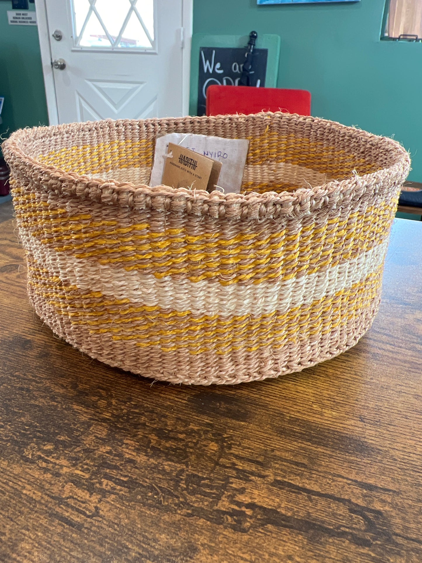 Sisal Tray Basket (small) 8”x3” Yellow