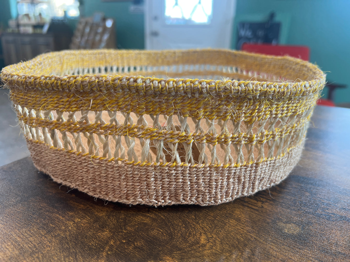 Sisal Tray Basket (large) 11”x3” Yellow