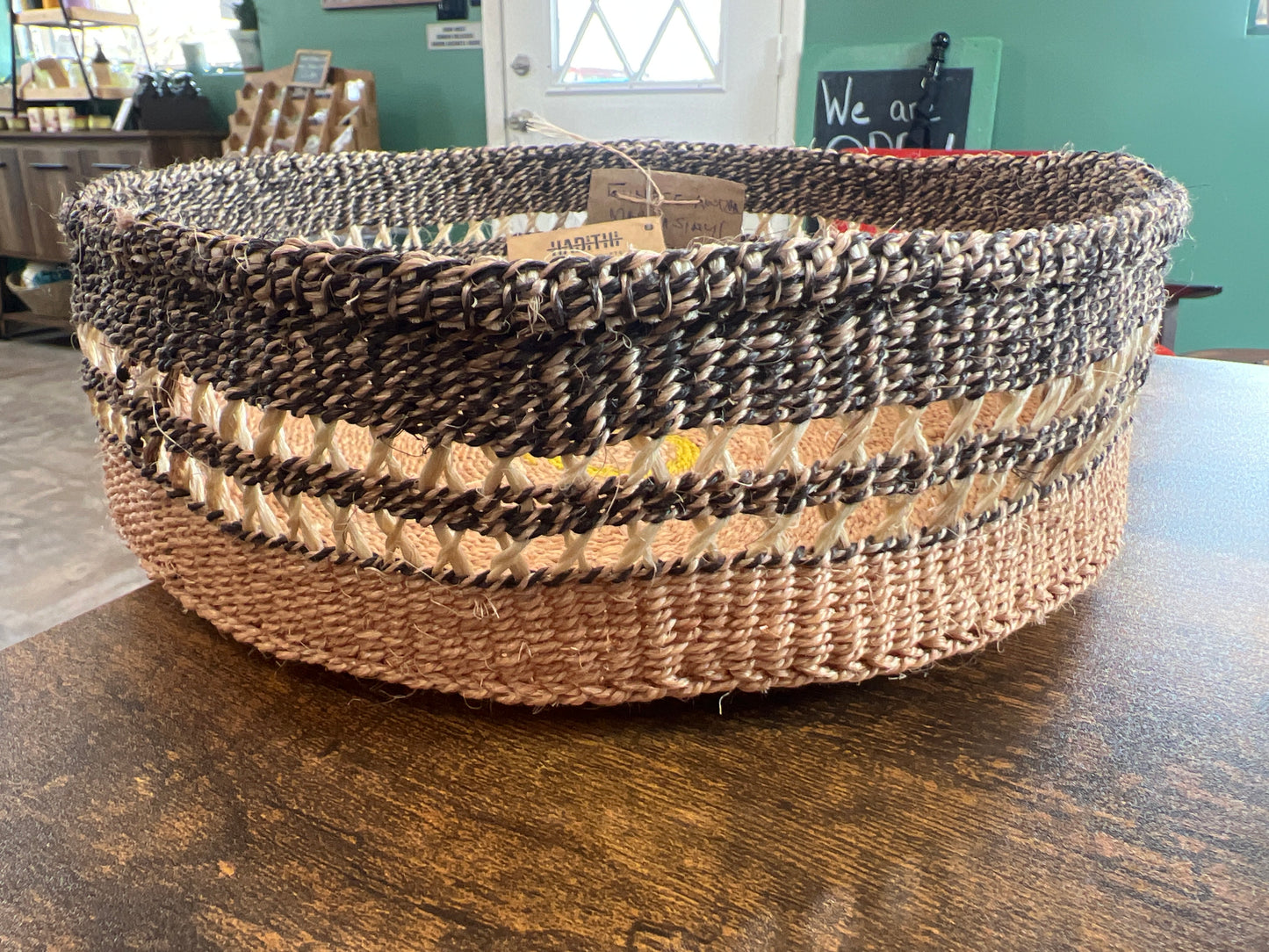 Sisal Tray Basket (large) 11”x3” Charcoal