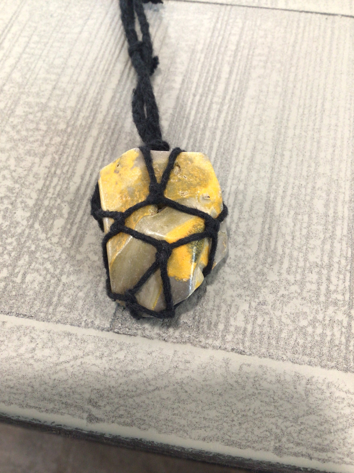 Bumblebee Jasper with black rope necklace (Local Vendor V-07)