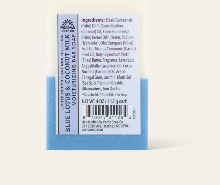 Blue Lotus and Coconut Milk Bar Soap by Pacha