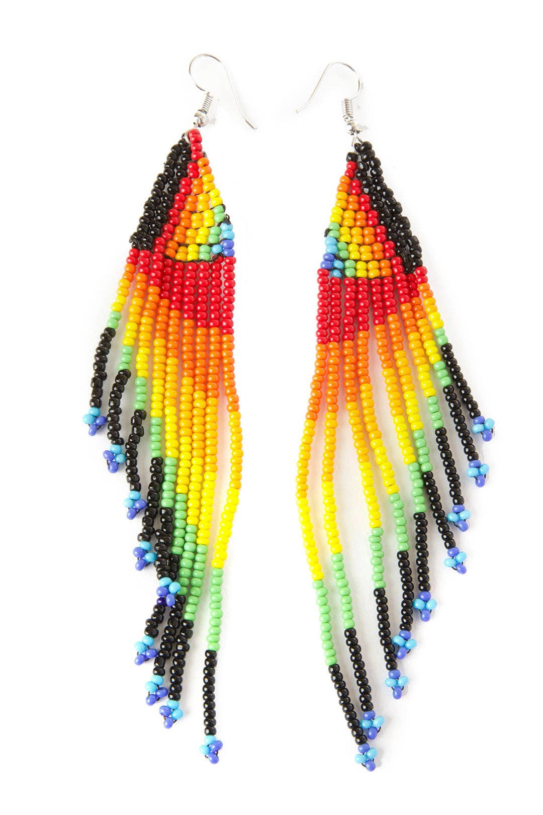 Pride Beaded Rainbow Fringe Earrings