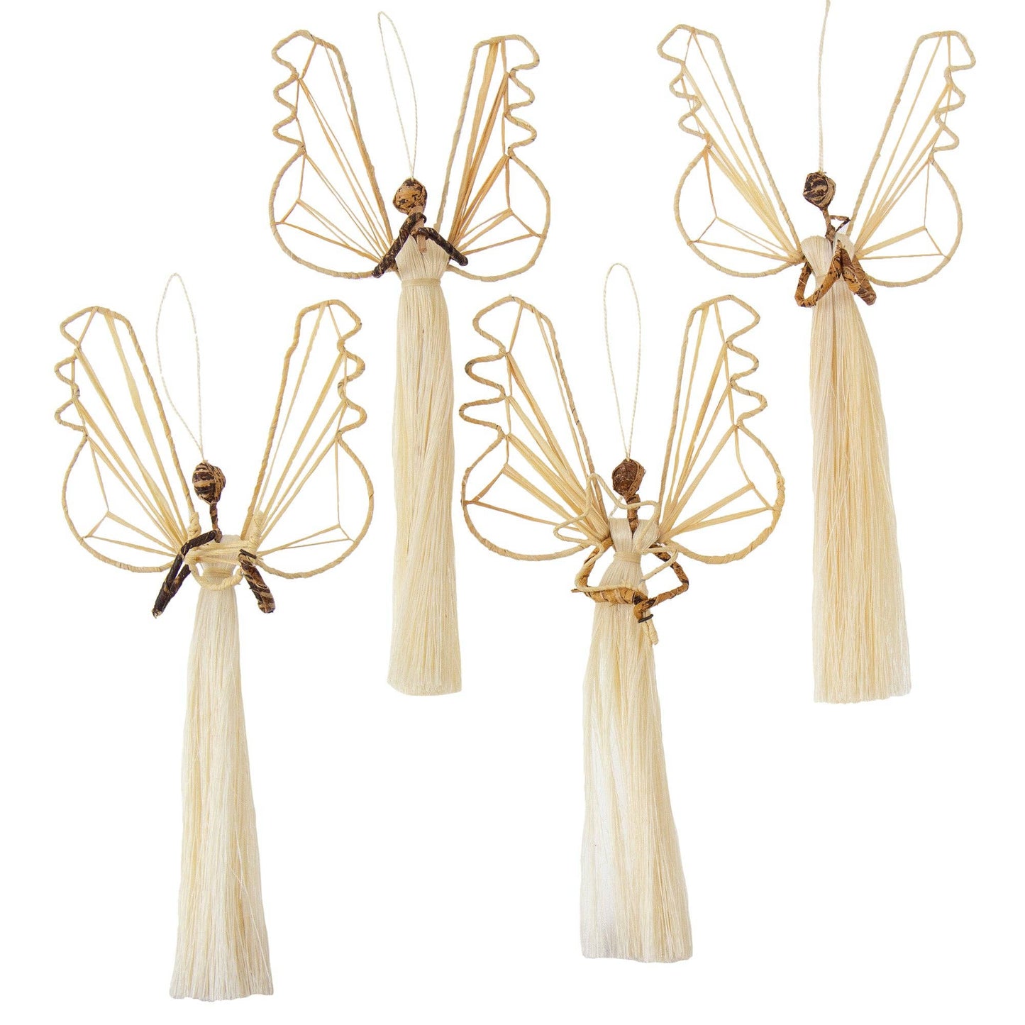 Sisal Angel Ornaments - 9-Inch