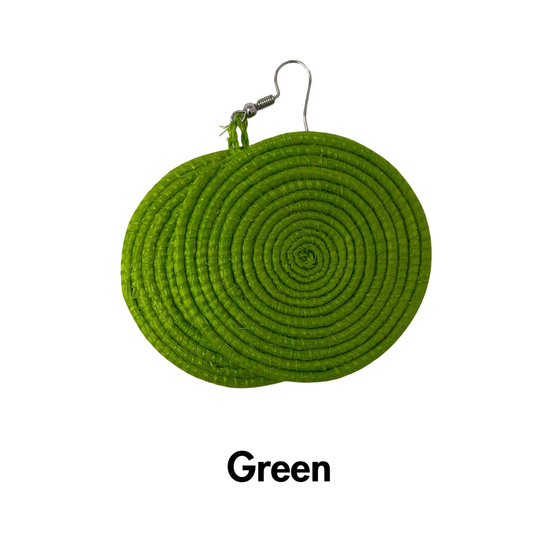Bright Fair Trade Raffia Woven Earrings