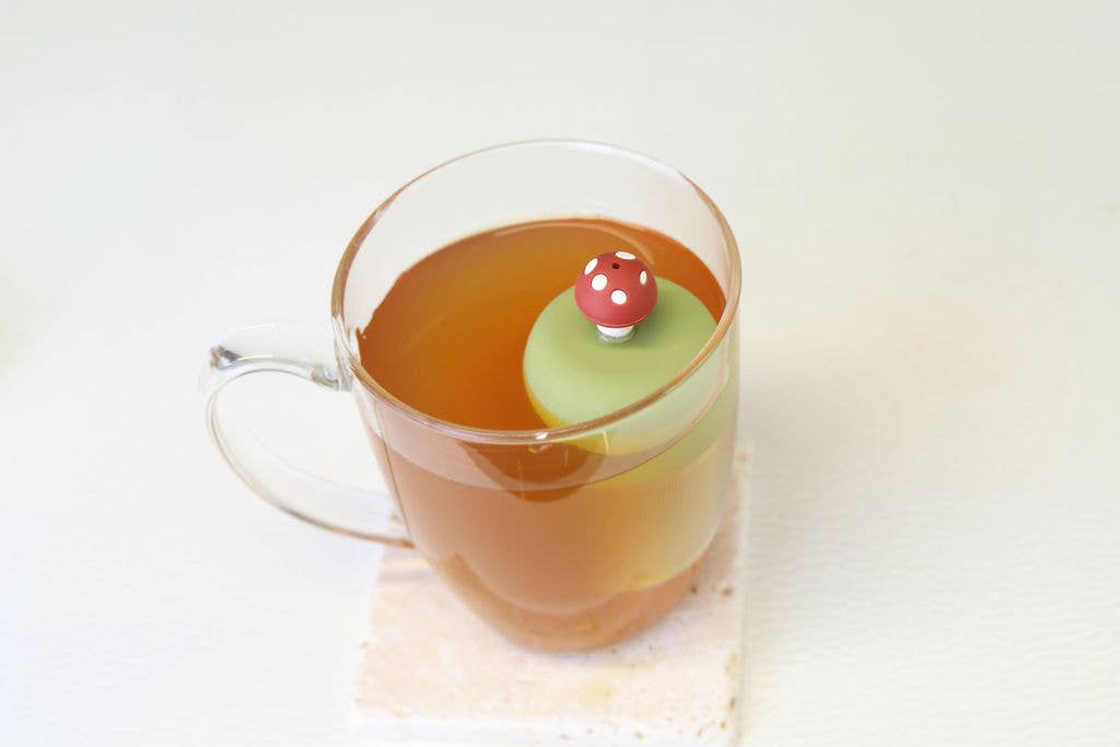 Mushroom | Floating Tea Steeper | Brown Base | Orange