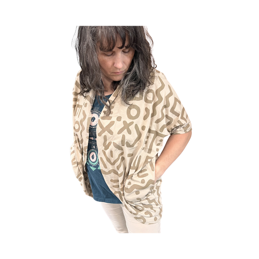 Wildlife Works Cardigan In Beige Short Sleeve