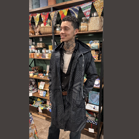 Denim Hooded Long Jacket (Unisex) by Wildlife Works