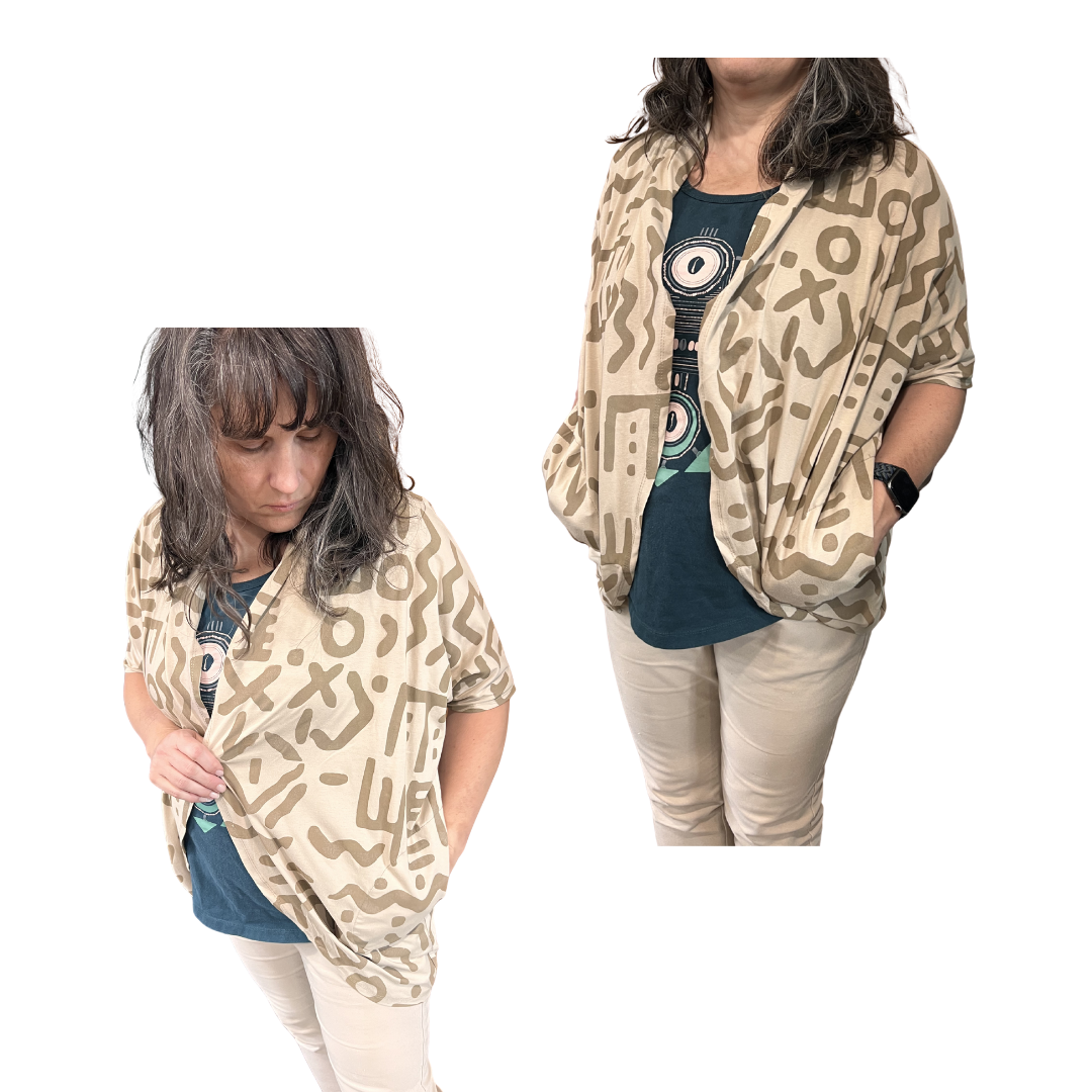 Wildlife Works Cardigan In Beige Short Sleeve
