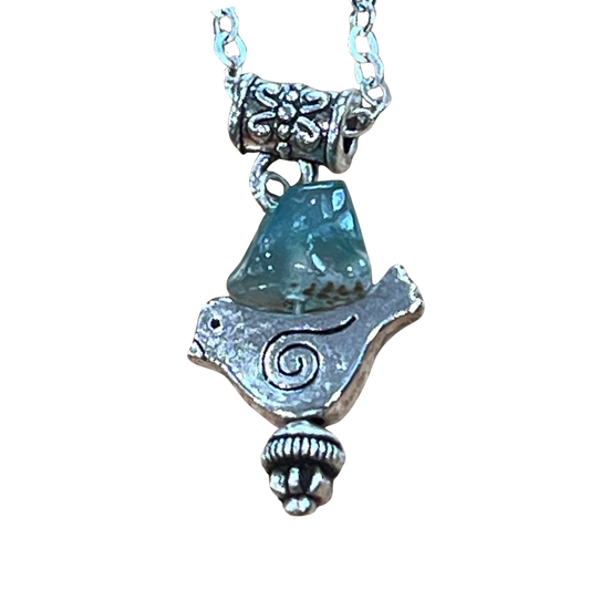 Agate & Bird Pendant Necklace