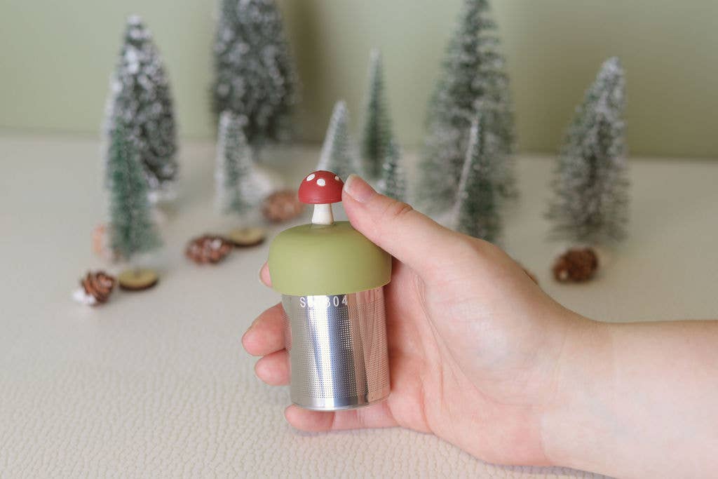 Mushroom | Floating Tea Steeper | Brown Base | Orange