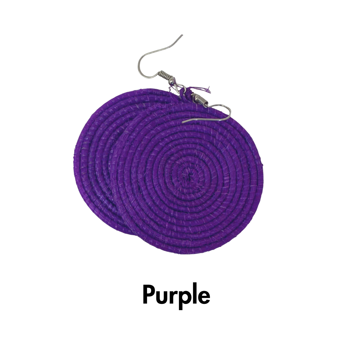 Bright Fair Trade Raffia Woven Earrings
