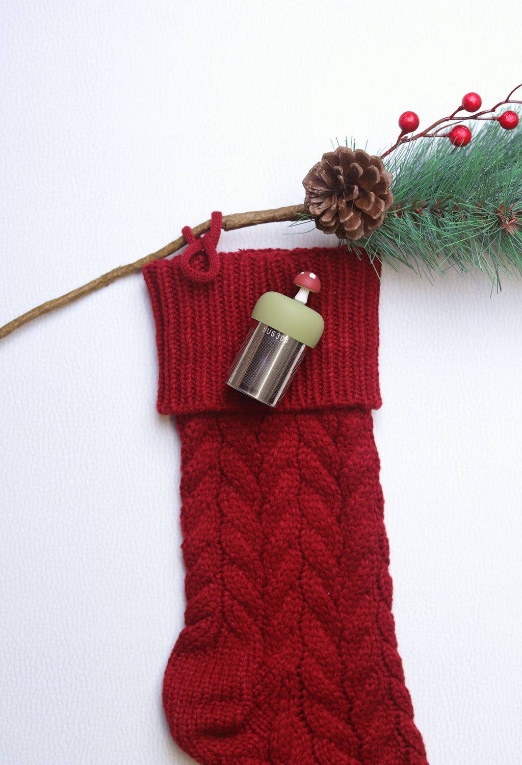 Mushroom | Floating Tea Steeper | Brown Base | Orange