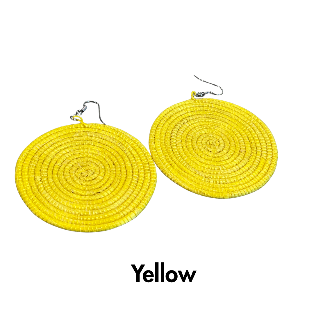 Bright Fair Trade Raffia Woven Earrings