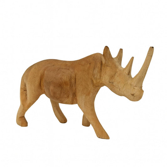 CLOSEOUT - Kenya Hand-Carved  Wood Rhinocerous Safari Animal