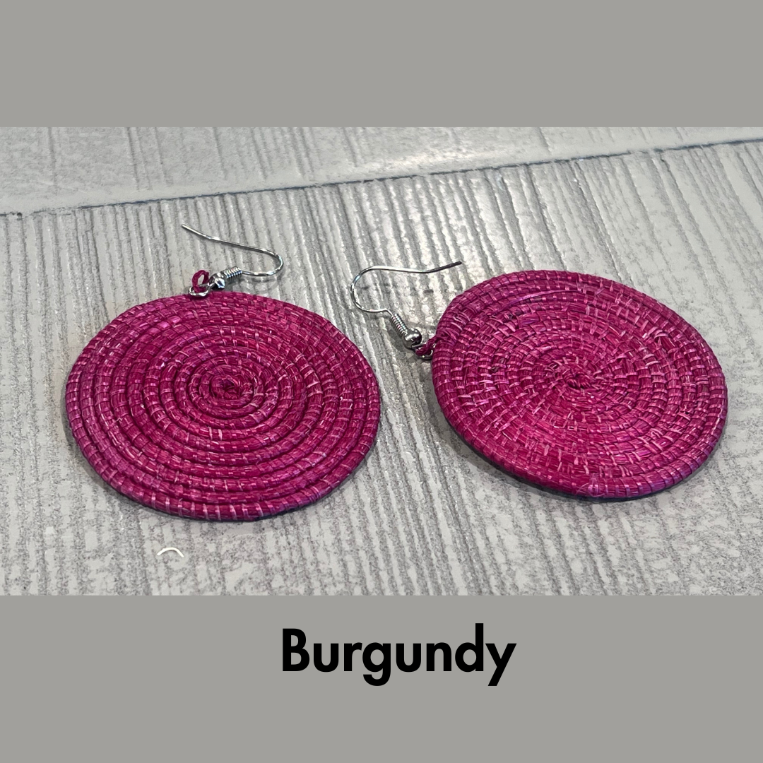 Bright Fair Trade Raffia Woven Earrings
