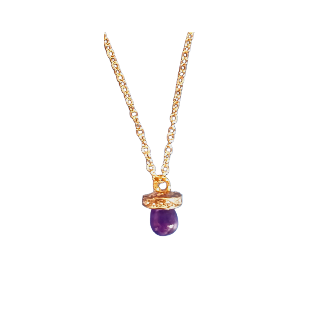 Amethyst Necklace with gold bead