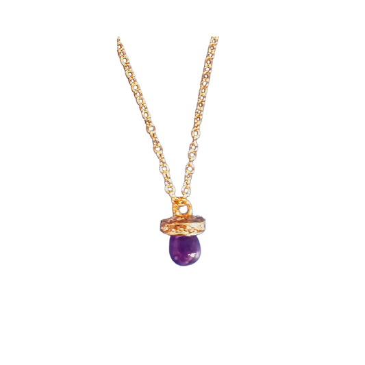 Amethyst Necklace with gold bead