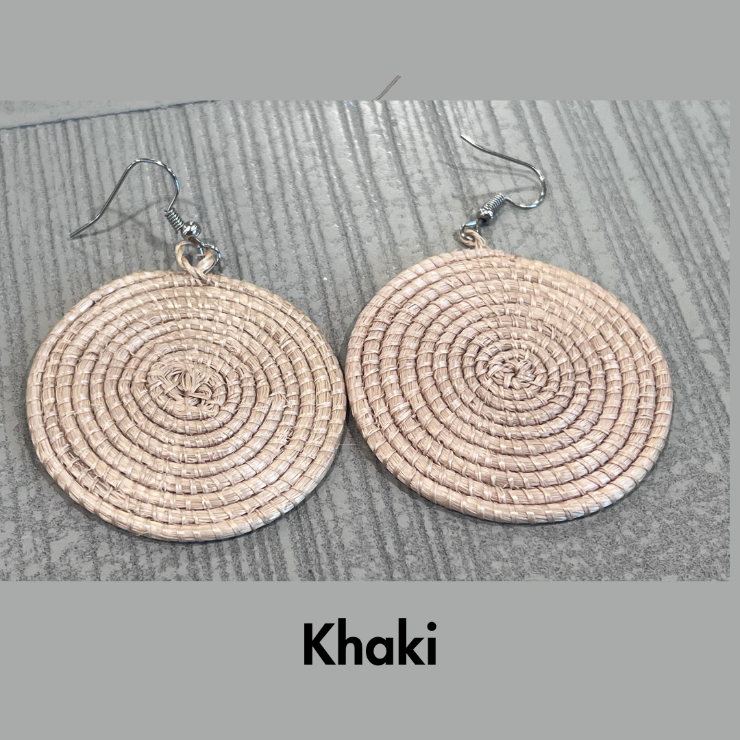 Bright Fair Trade Raffia Woven Earrings