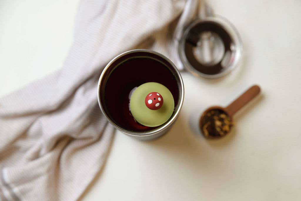 Mushroom | Floating Tea Steeper | Brown Base | Orange