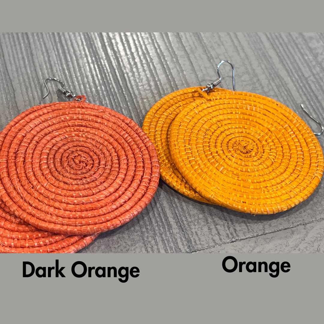 Bright Fair Trade Raffia Woven Earrings