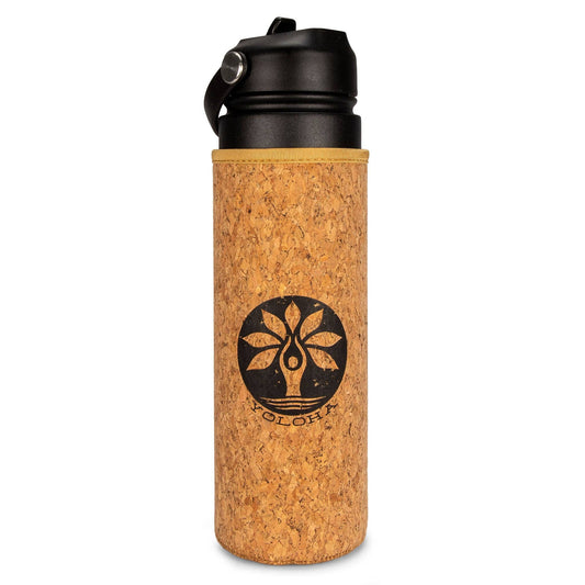 Black Cork Sleeve Bottle with Flip Straw Lid | 25oz