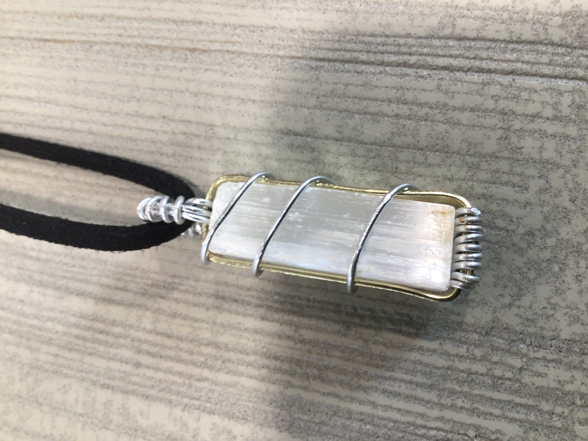 Selenite with black necklace (Local Vendor #V-07)