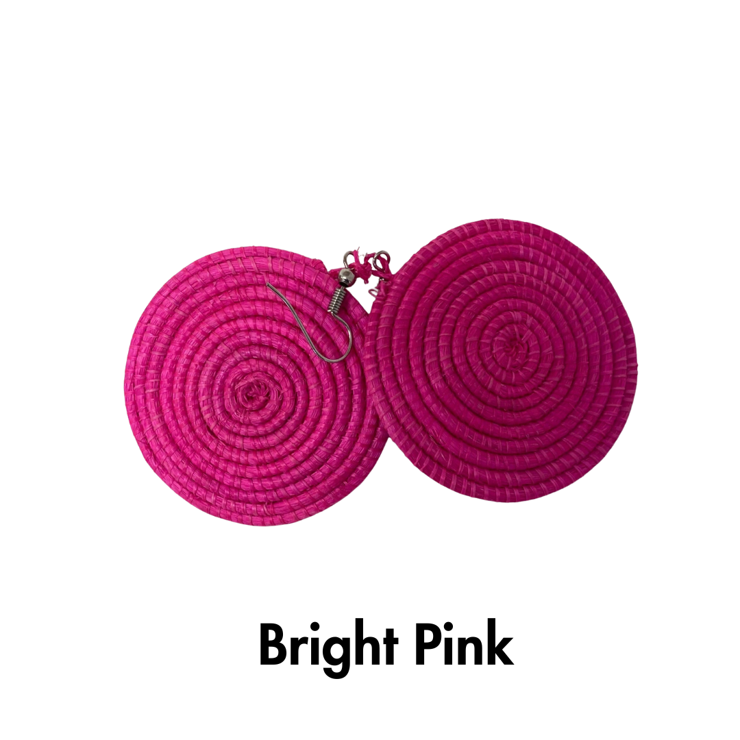 Bright Fair Trade Raffia Woven Earrings