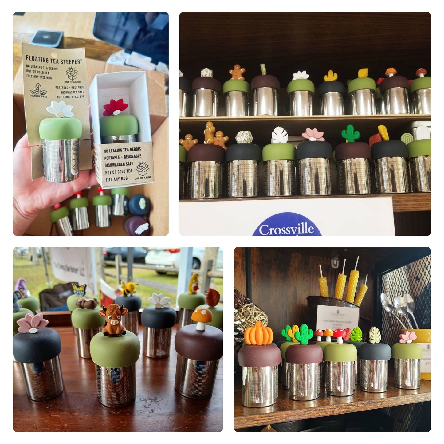 Mushroom | Floating Tea Steeper | Brown Base | Orange