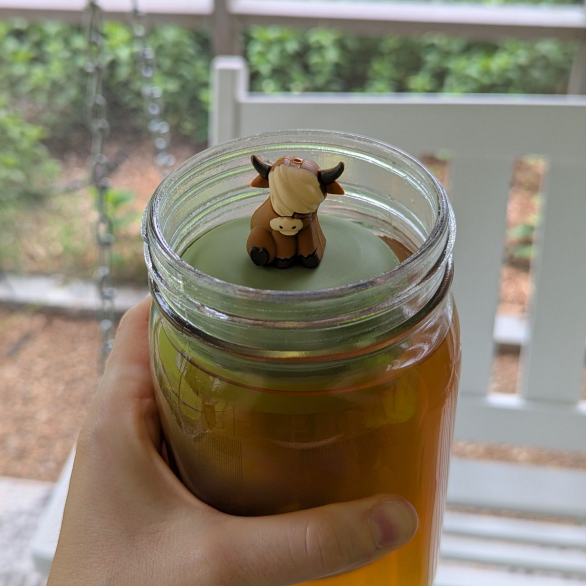 Brown Highland Cow | Pitcher Tea Infuser | Green Base |Brown
