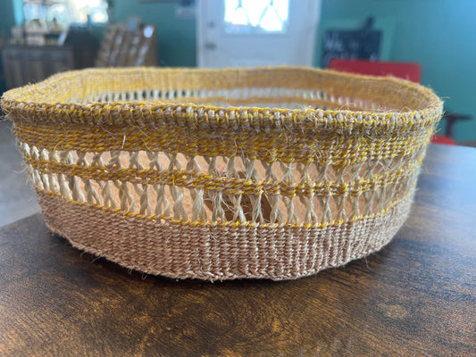 Sisal Tray Basket (large) 11”x3” Yellow