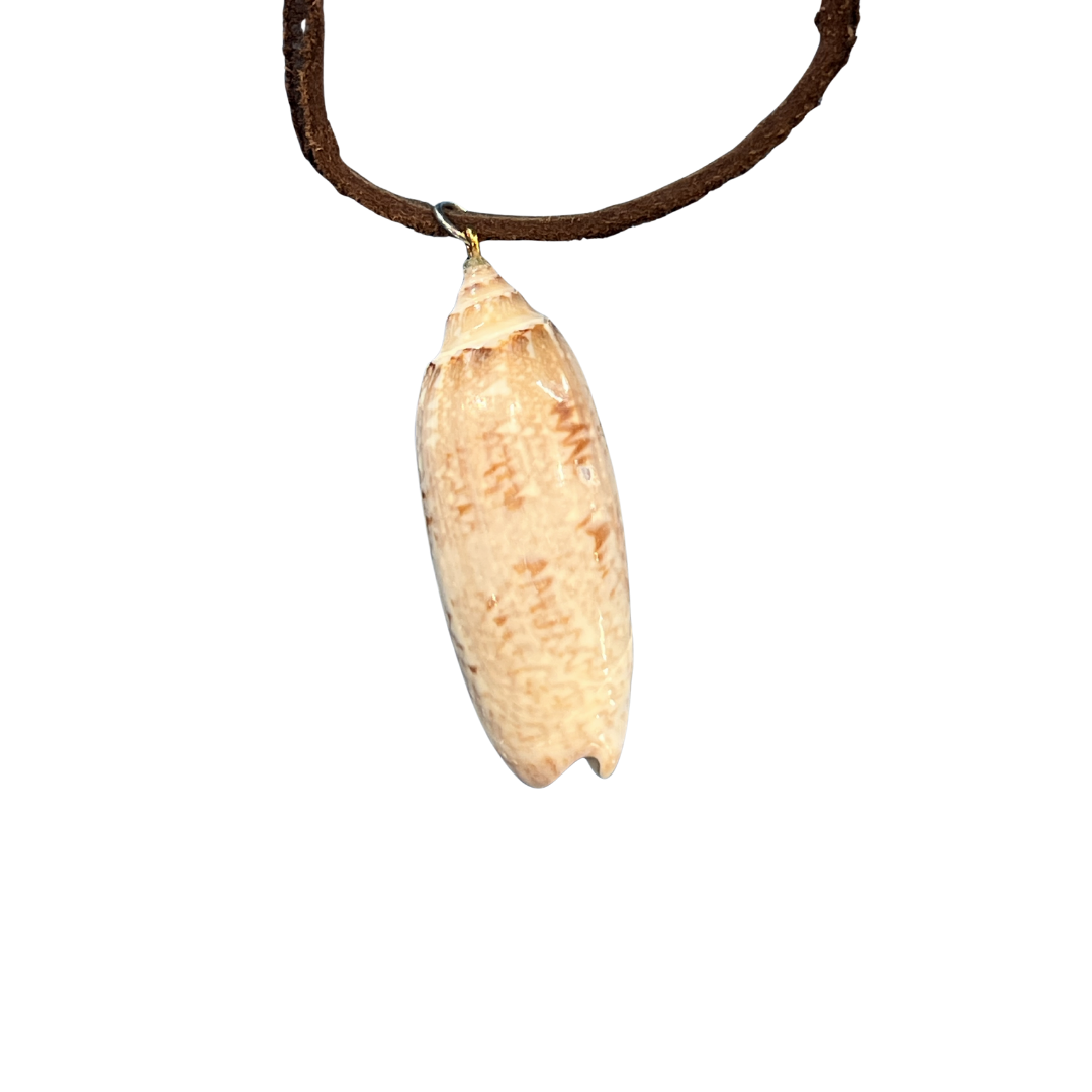 Olive Shell Leather Necklace