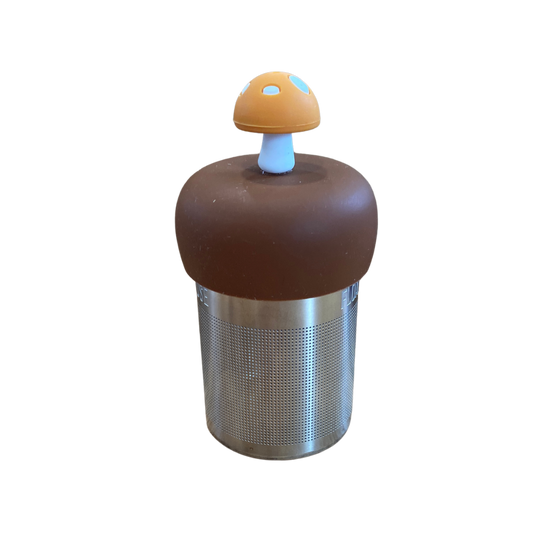 Mushroom | Floating Tea Steeper | Brown Base | Orange