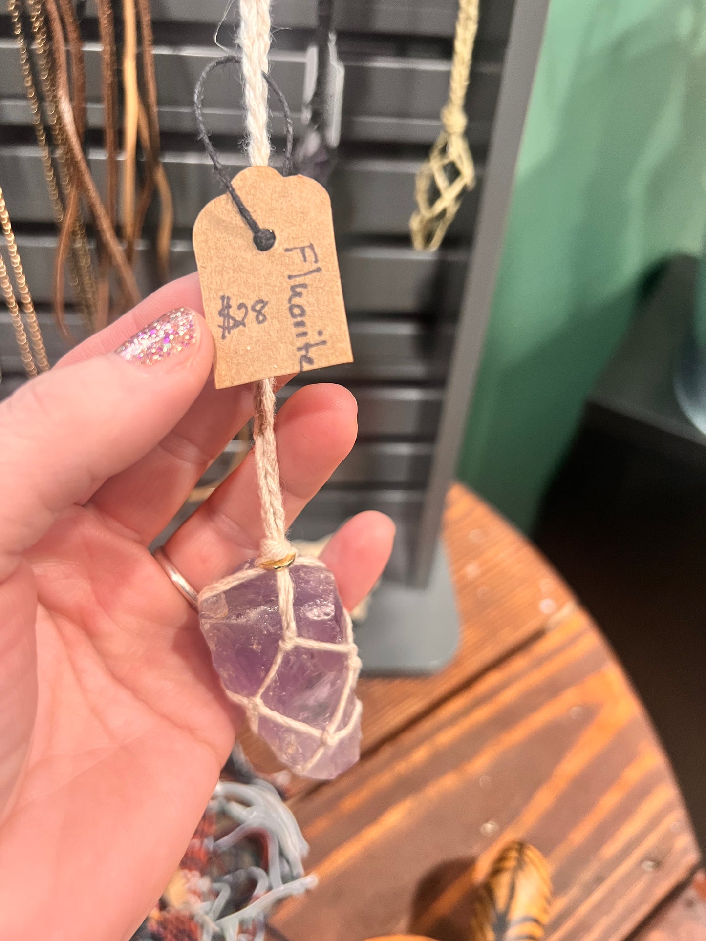 Fluorite white yarn necklace (Local Vendor #V-07)