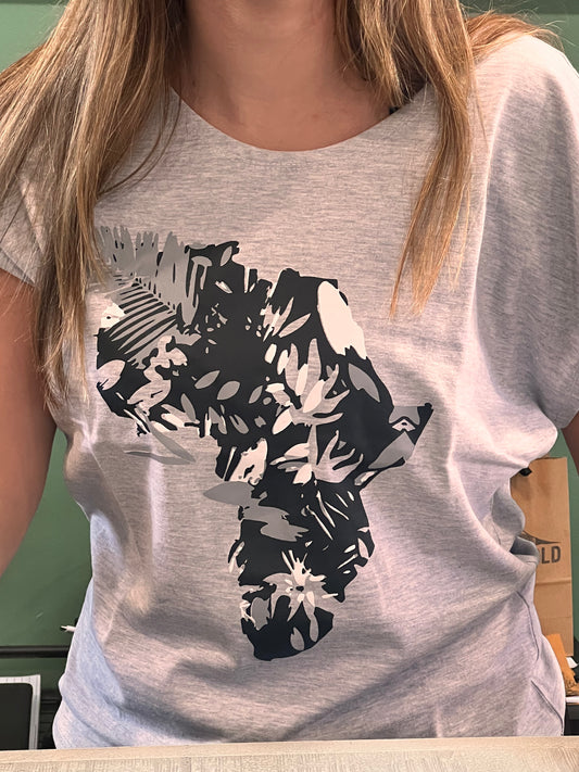 Wildlife Works Women's Tee Batwing Tee: Gray Africa Floral
