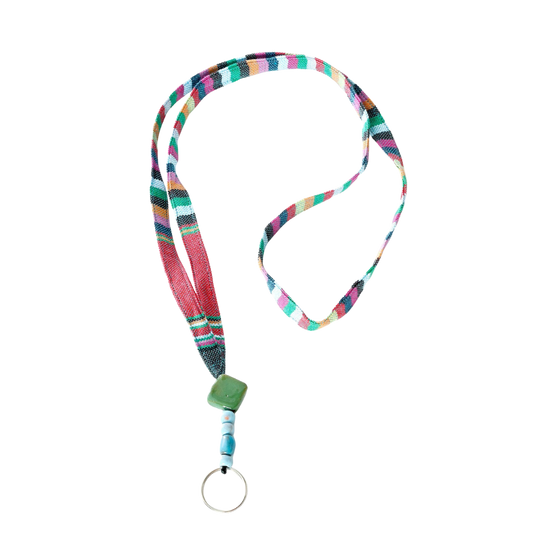 Assorted Colorful Kikoy & Ceramic Bead Key Lanyard