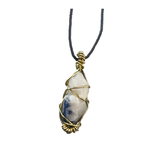 V-07. Raw Dumortierite necklace on leather