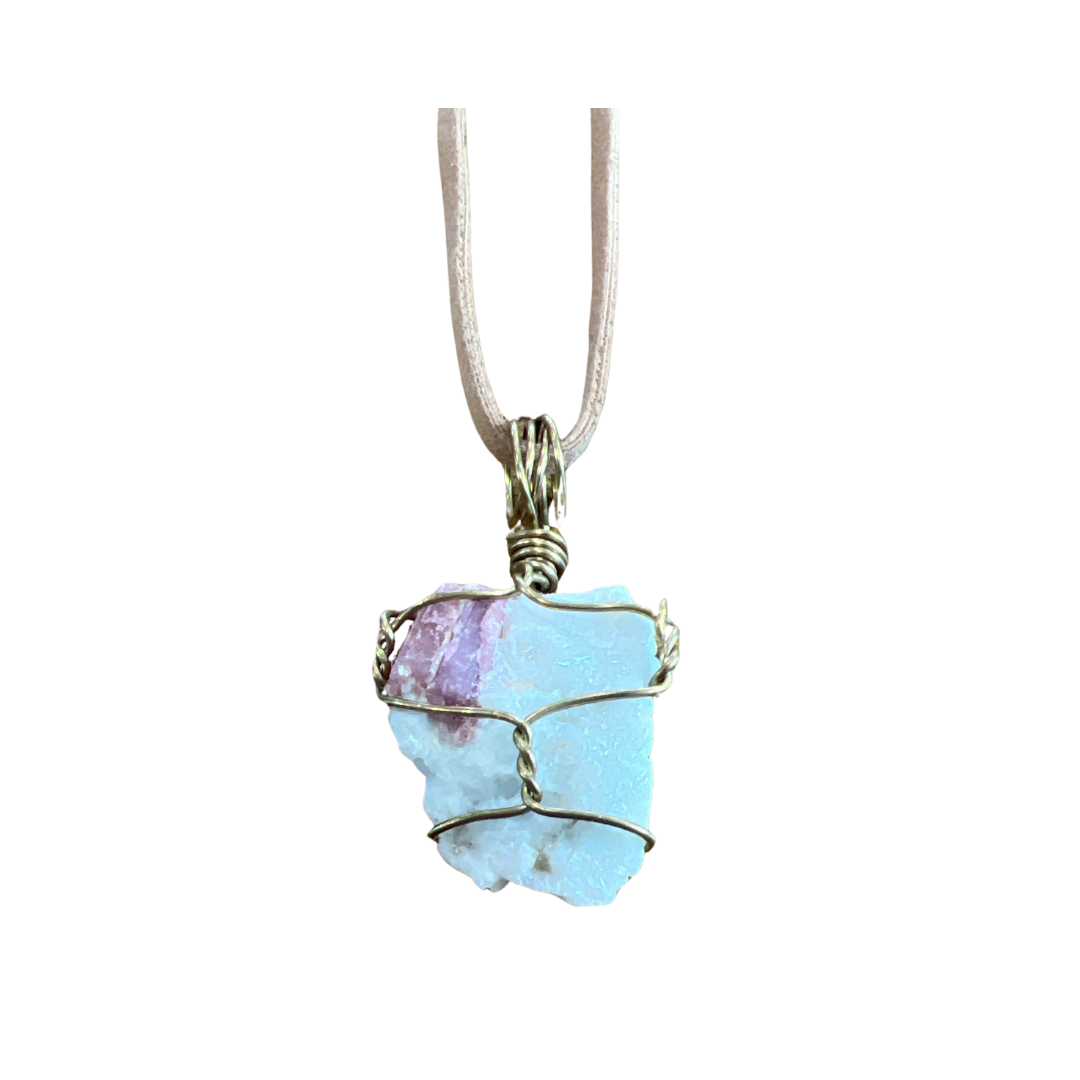 V-07. Pink Tourmaline necklace on leather