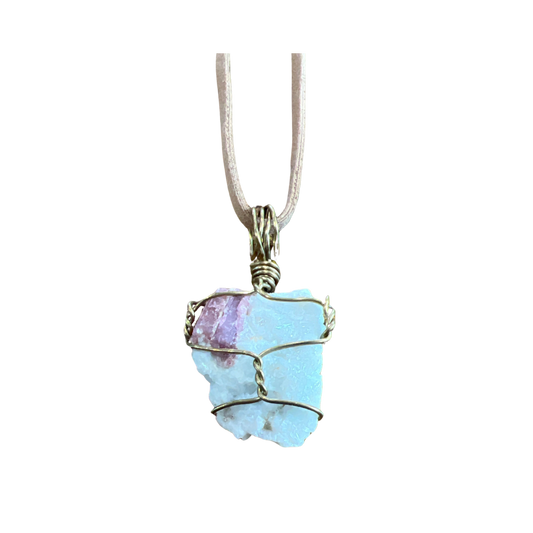 V-07. Pink Tourmaline necklace on leather