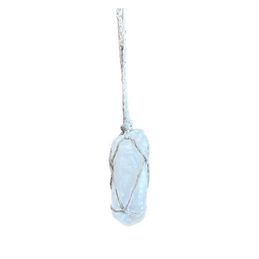 V-07. Raw Quartz braided necklace
