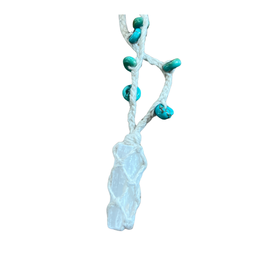 V-07. Selinite turquoise Braided Necklace