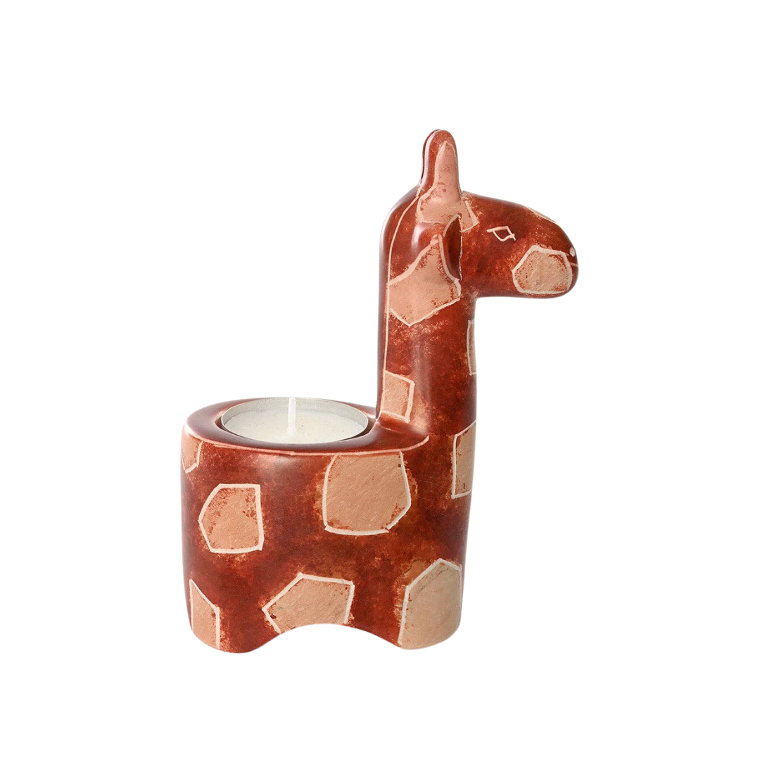 Soapstone Giraffe Tea Light Candle Holder