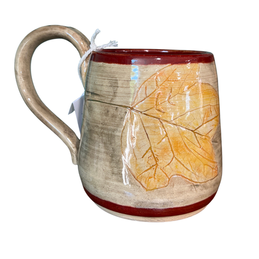 V-01 Mug Leaf Tan Red trim large