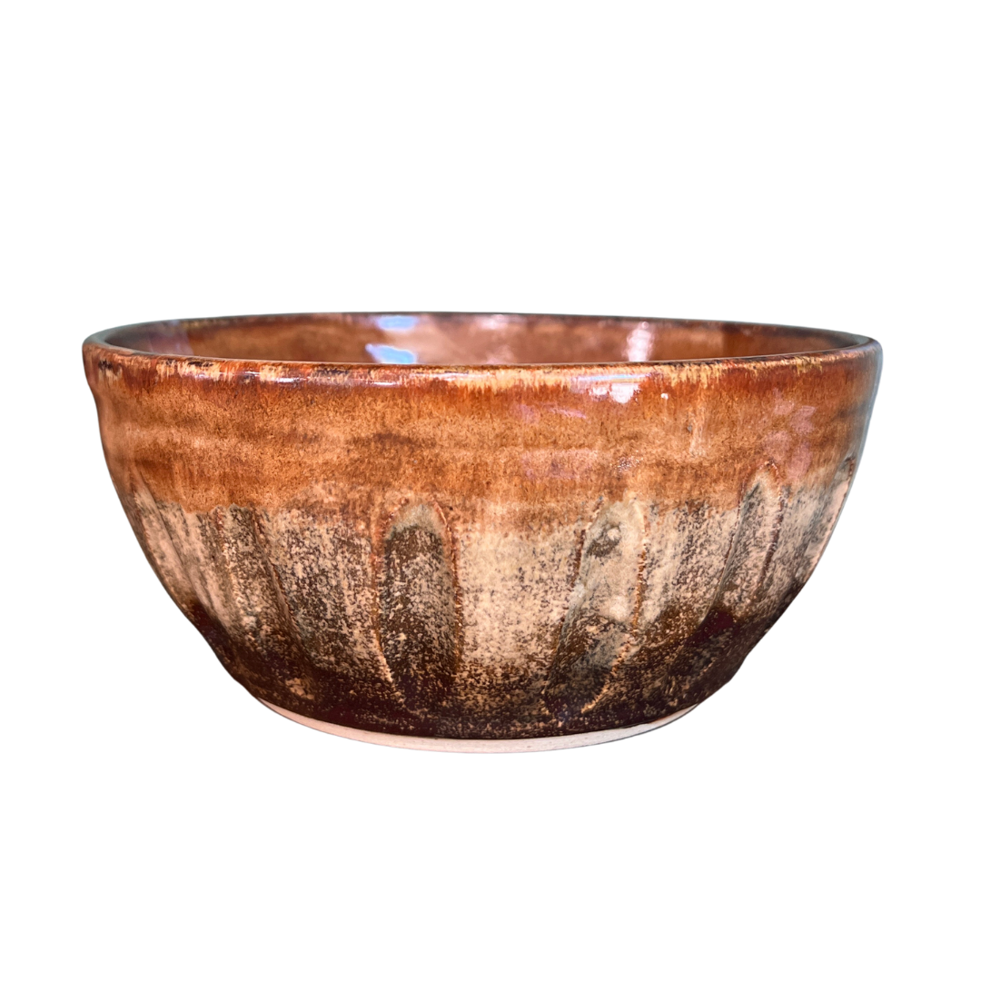 V-01 Medium-Large brown Carved Bowl by Sweet Creek