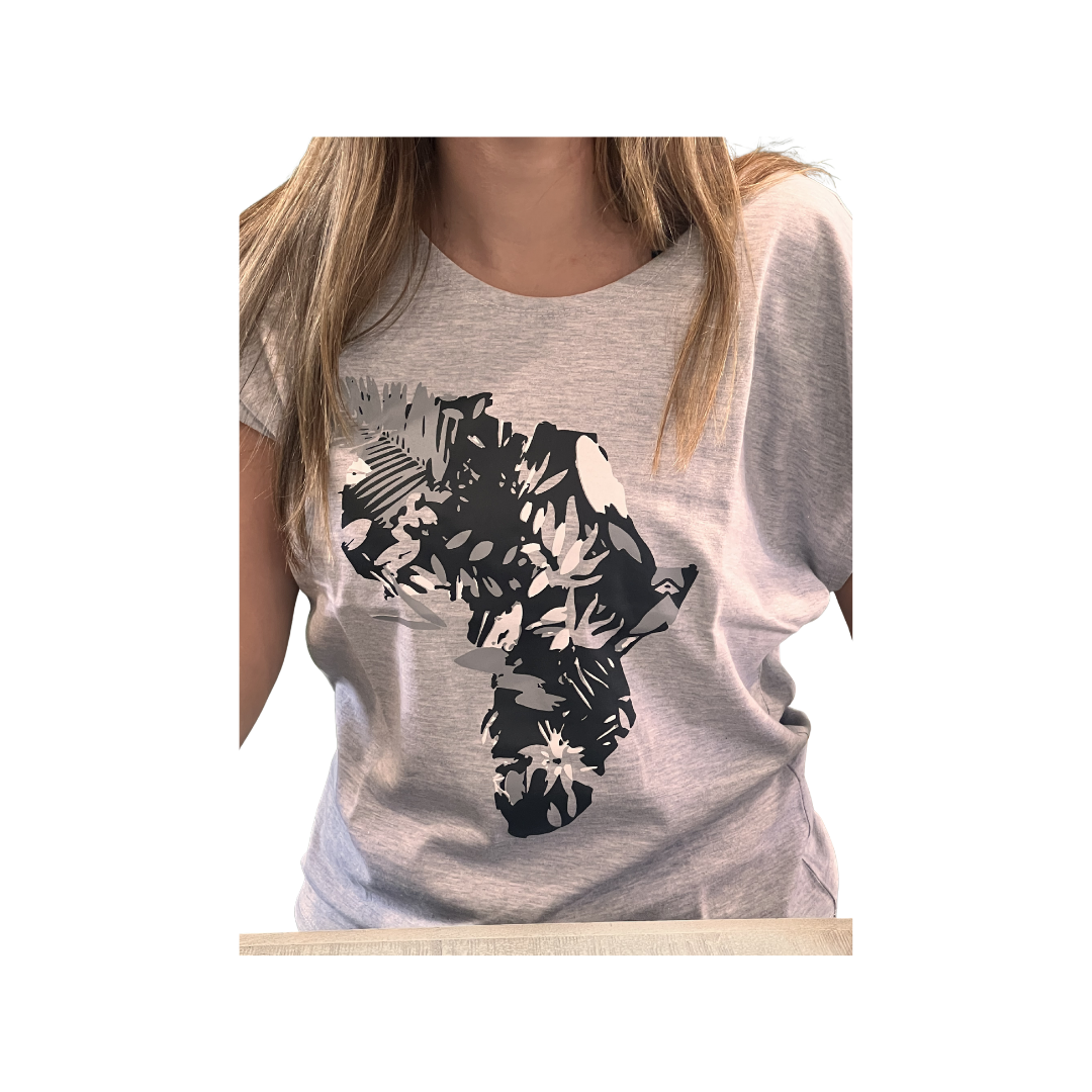 Wildlife Works Women's Tee Batwing Tee: Gray Africa Floral